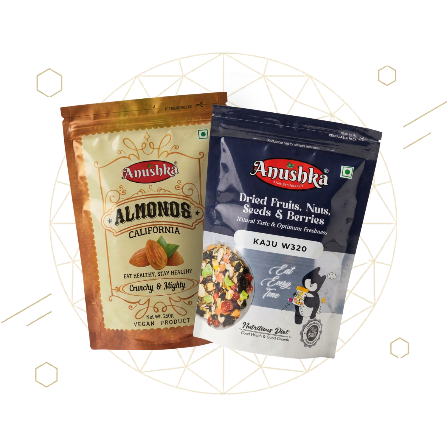 Badam Giri & Kaju W320 Combo Pack (250gm Each)